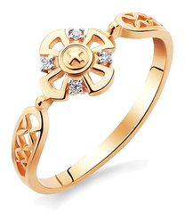 Кольцо православное золотое c фианитом женское