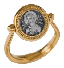 Женский православный позолоченный перстень Наталия Никомидийская