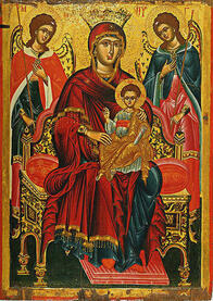 Икона Богородица на троне