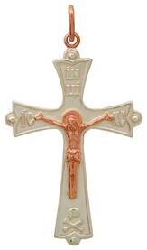 Православный нательный крест каплевидный из серебра с позолотой