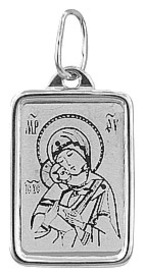 Нательная иконка Божьей Матери "Владимирская" из серебра
