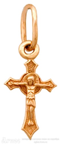 Маленький золотой крестик на шею "Криновидный", фото 1