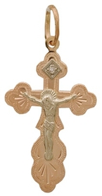 Женский крестик золотой с фианитом
