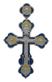Серебряный женский крестик с эмалью