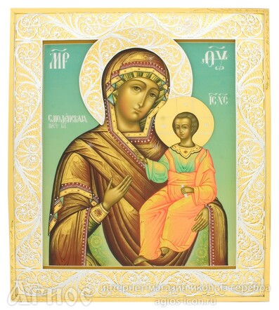 Икона Божьей Матери "Смоленская" из серебра, фото 1