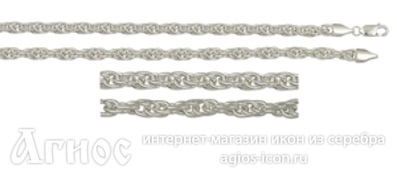 Серебряная цепь "Двойная кордовая", 55 г, фото 1