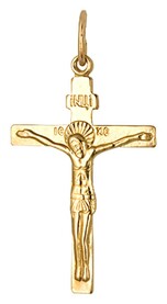Нательный золотой крестик женский