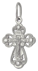 Нательный серебряный крестик детский с фианитом
