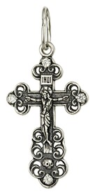 Нательный серебряный крестик женский с фианитом