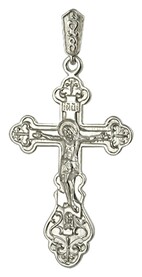 Православный нательный крест трилистниковый из серебра