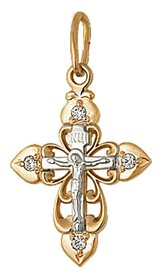 Золотой женский крестик с фианитом