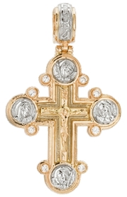 Нательный золотой крестик женский с фианитом
