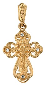 Золотой крестик для девушки с фианитом