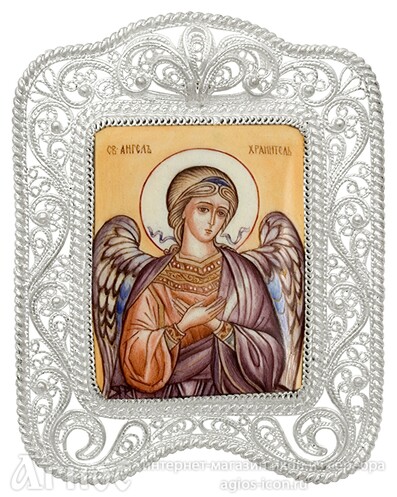 Икона ангела-хранителя из серебра, фото 1