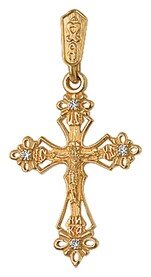 Золотой крестик для девушки с фианитом