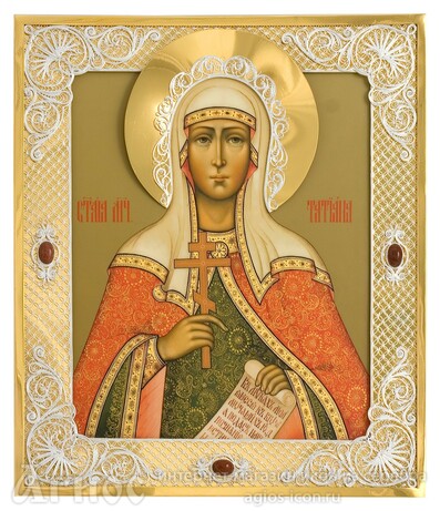 Икона Татианы из серебра с позолотой, фото 1