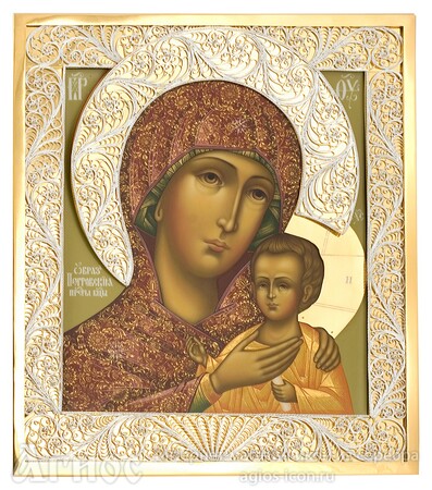 Икона Божьей Матери "Петровская" из серебра, фото 1