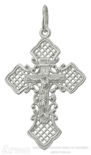 Православный нательный крест криновидный из серебра, фото 1