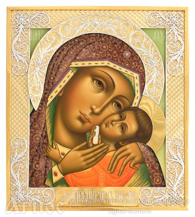 Икона Божьей Матери "Корсунская" из серебра, фото 1