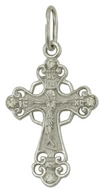 Нательный серебряный крестик женский с фианитом