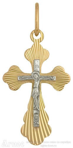 Золотой женский сверкающий крестик, фото 1