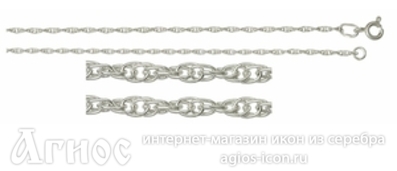 Серебряная цепь "Двойная кордовая", 3.09 г, фото 1
