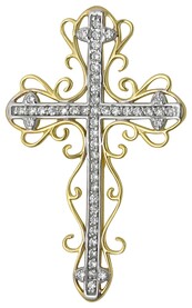 Золотой крестик без распятия с фианитом