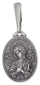 Нательная иконка Божьей Матери "Семистрельная" из серебра