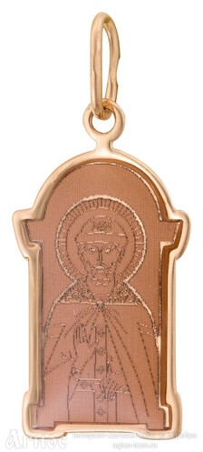 Золотая нательная иконка Димитрия Донскогос эмалью, фото 1