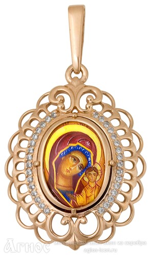 Нательная иконка Божьей Матери "Казанская" из золота, фото 1