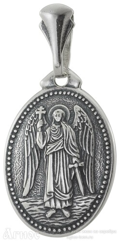 Нательная иконка ангела-хранителя из серебра, фото 1