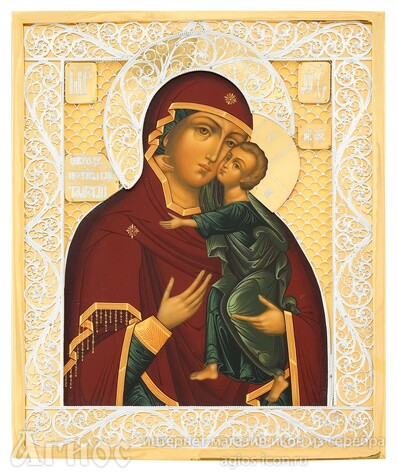 Икона Божьей Матери "Толгская " из серебра, фото 1
