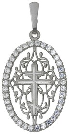 Крестик серебряный без распятия с фианитом