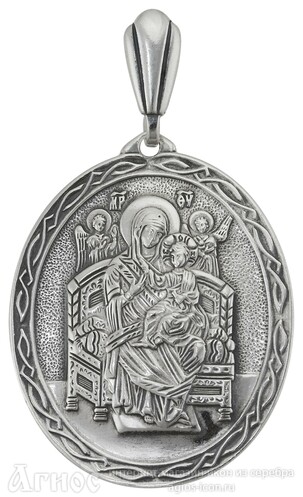 Серебряная нательная иконка Божьей Матери "Всецарица на троне, фото 1