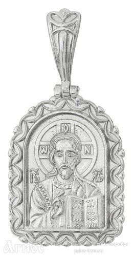 Нательная иконка Иисуса Христа "Господь Вседержитель" из серебра, фото 1