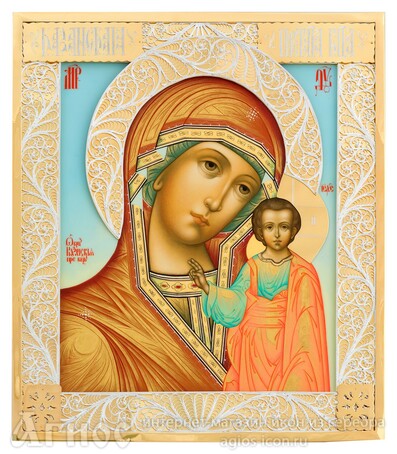 Икона Божьей Матери "Казанская" из серебра, фото 1