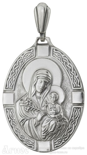 Нательная иконка Божьей Матери "Неувядаемый цвет" из серебра, фото 1