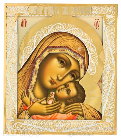 Икона Божьей Матери "Корсунская" из серебра с позолотой, фото 1