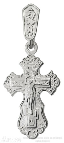 Крестик из белого золота нательный православный, фото 1