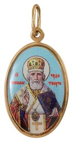 Нательная иконка Николая Чудотворца из золота