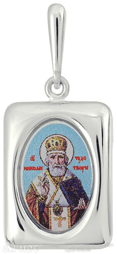 Нательная иконка Николая Чудотворца из серебра, фото 1