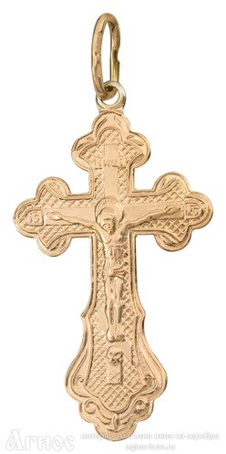 Православный нательный крест трилистниковый из золота, фото 1