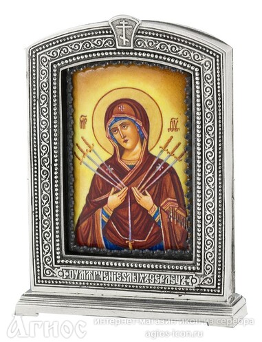 Икона Божьей Матери "Семистрельная" из серебра, фото 1