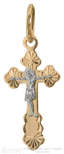 Крестик золотой  нательный православный, фото 1