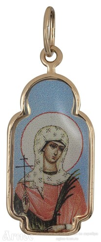 Золотая нательная иконка Валентина Кесарийская, фото 1