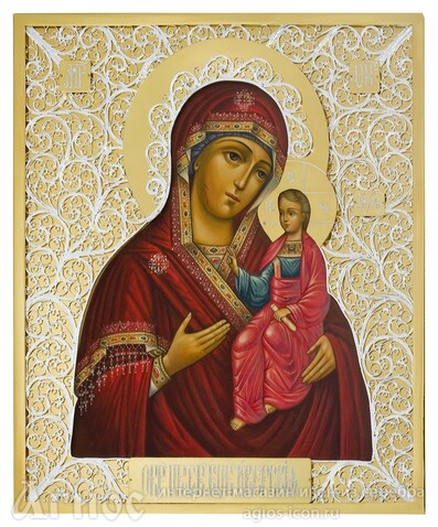 Икона Божьей Матери "Иверская" из серебра с позолотой, фото 1