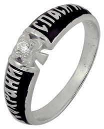 Женский православный серебряный перстень с эмалью