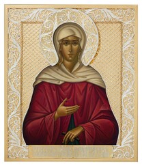 Икона Ксении Петербургской из серебра с позолотой