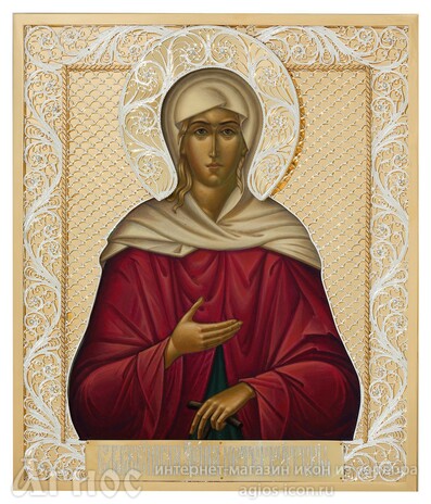 Икона Ксении Петербургской из серебра с позолотой, фото 1