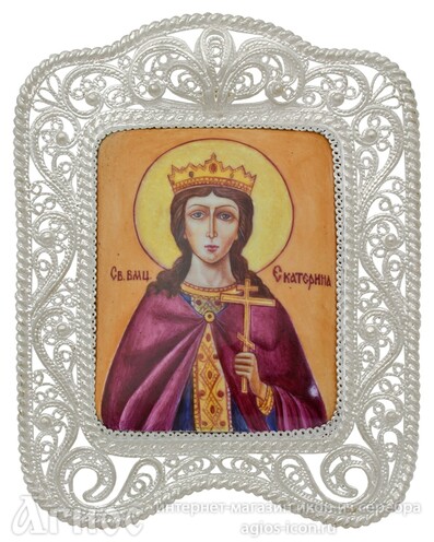 Икона Екатерины из серебра, фото 1